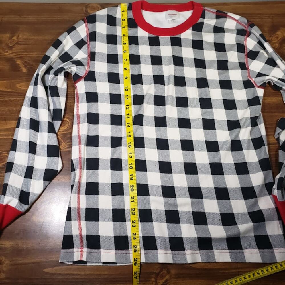 Hanna Andersson Pajama Set Organic Cotton Women's Large Black White Check Red - Picture 12 of 13